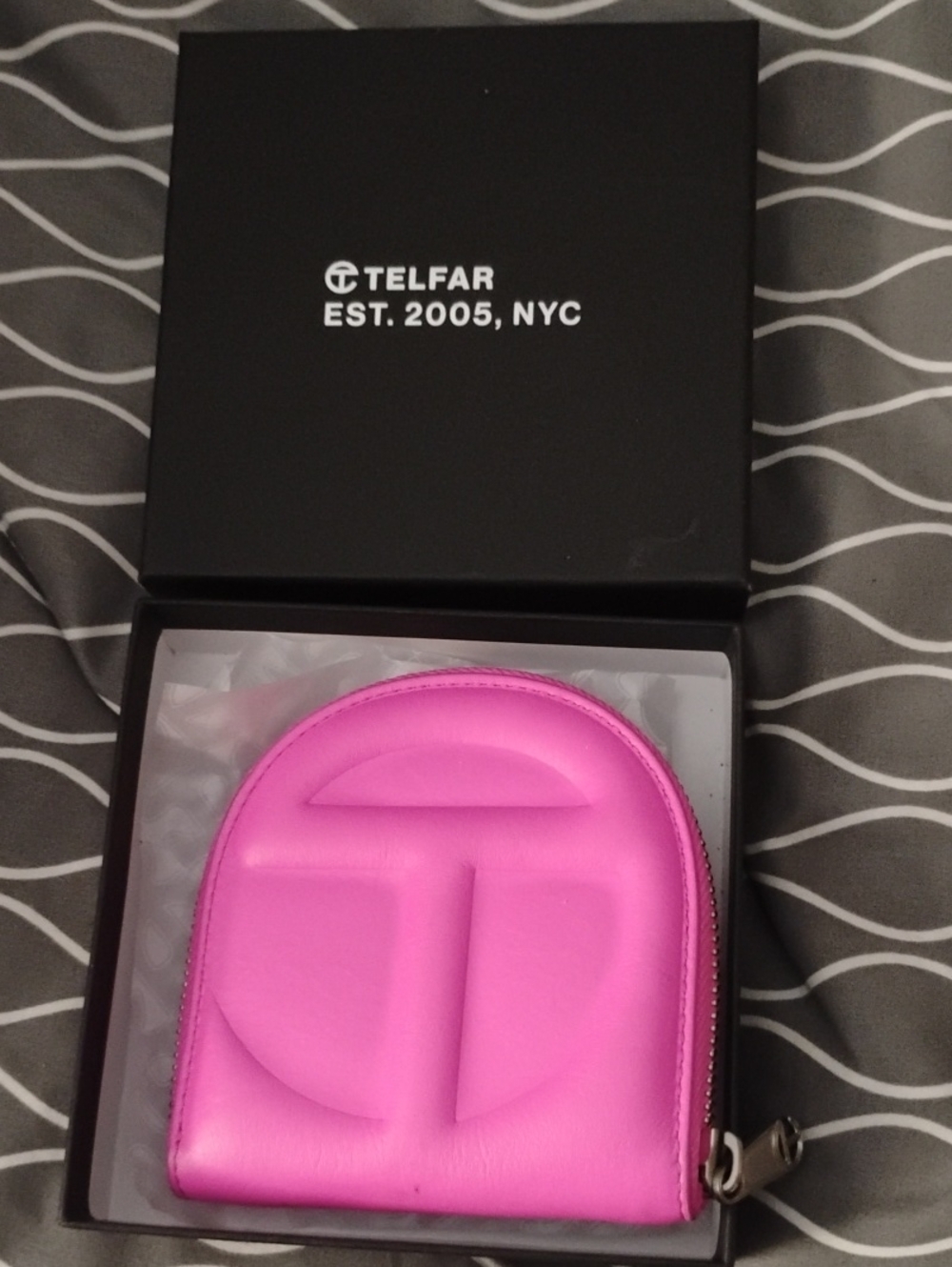 Telfar Hot Pink Embossed Logo Zip Pouch